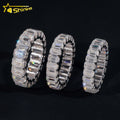 Classic Pass Tester Hip Hop Fine Jewelry 925 Sterling Silver Fully Iced Eternity Emerald Cut Band Ring Moissanite Iced Out Ring