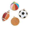 100pcs Enamel Ball Pendants Metal Alloy Football Rugby Basketball DIY Decoration Key Chain Ornament Bracelet Accessory