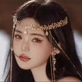 Tiara of Elves Gold Plated Crown New Fairy Ethnic Long Tassel Leaves Women Hair Accessories