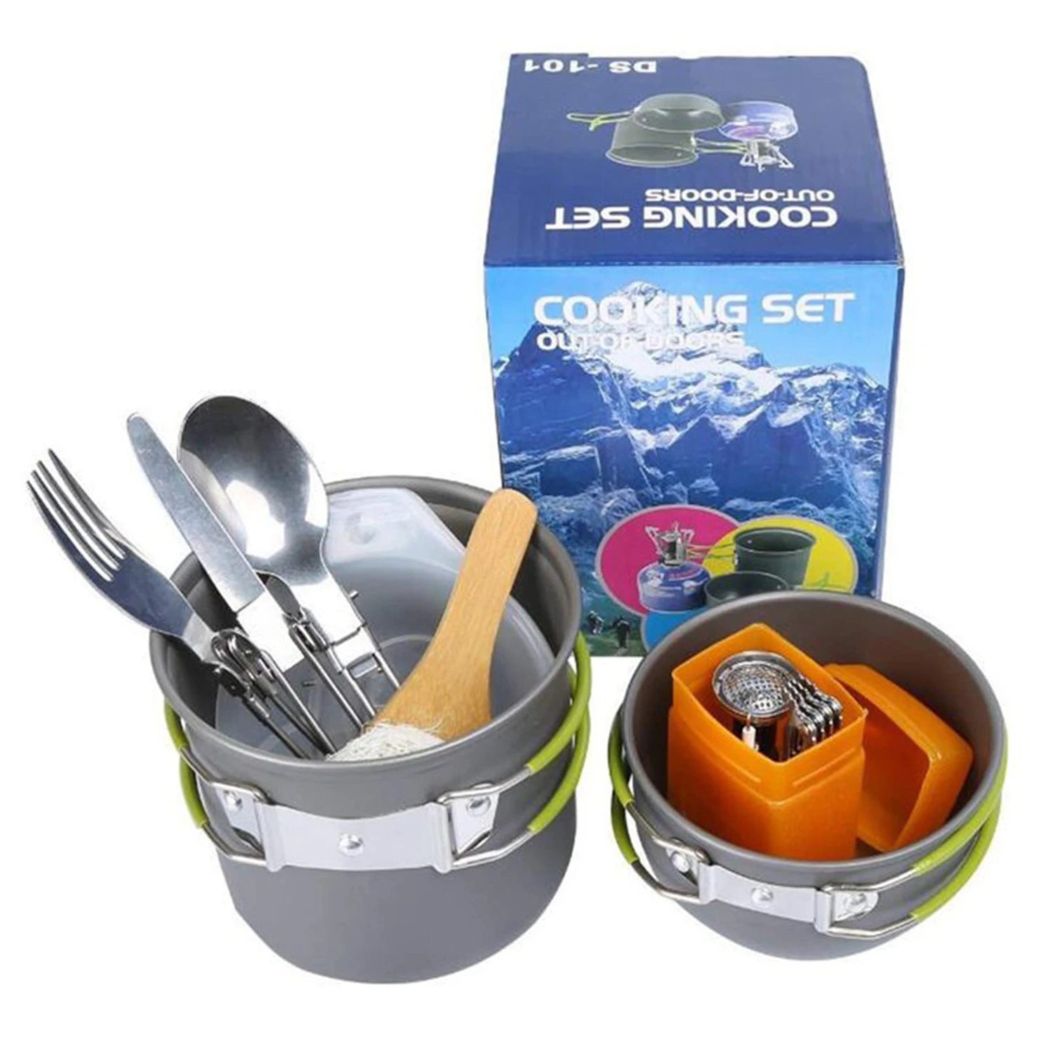 GSD Outdoor Camping Cooking Set Compact Portable Ultralight Hiking Cookware With Travel Pan Stoves