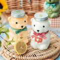 Bear Cartoon Design 500ml PET Plastic Beverage Bottle Creative Transparent Style for Juice Coffee Champagne Soda Whisky