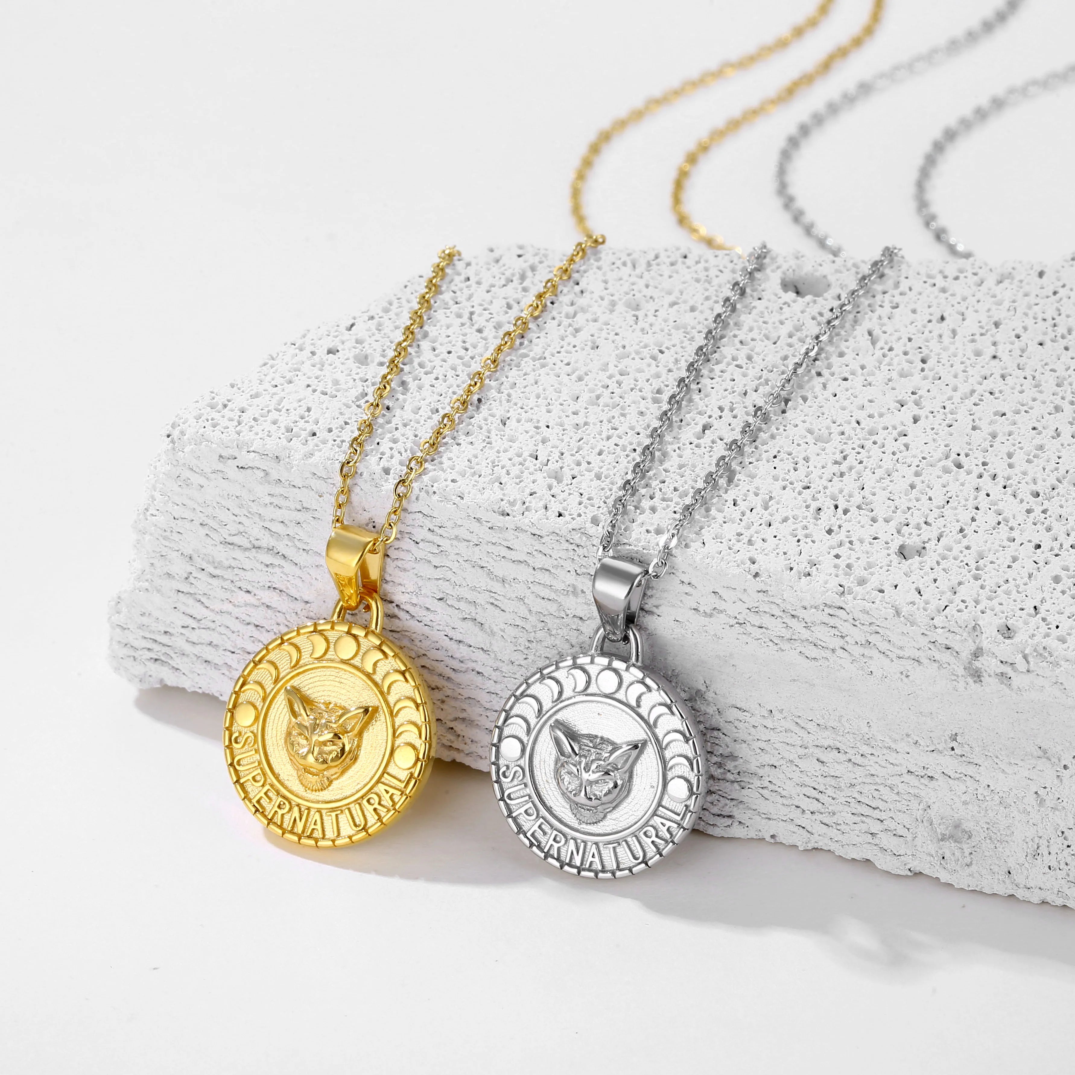Punk Stainless Steel Lion Head Pendant 18k Gold Plated Animal Jewelry Judah Lion Necklace for Men