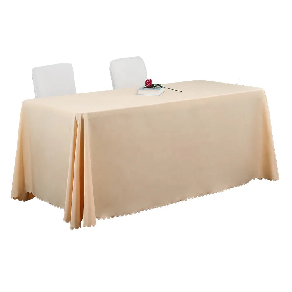 Wrinkle Resistant Washable Polyester Champagne Table Cloth for Wedding
