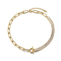 18k Gold Plated Stainless Steel Paperclip Chain Jewelry Baguette CZ Stone Iced Out Square Tennis Chain Choker Necklace Jewellery
