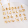 Fashion Jewelry Initials Letter Charms 18k Gold A-Z Alphabet Chunky Letter Charms Glossy Bubble Balloon Letter Pendant Necklace