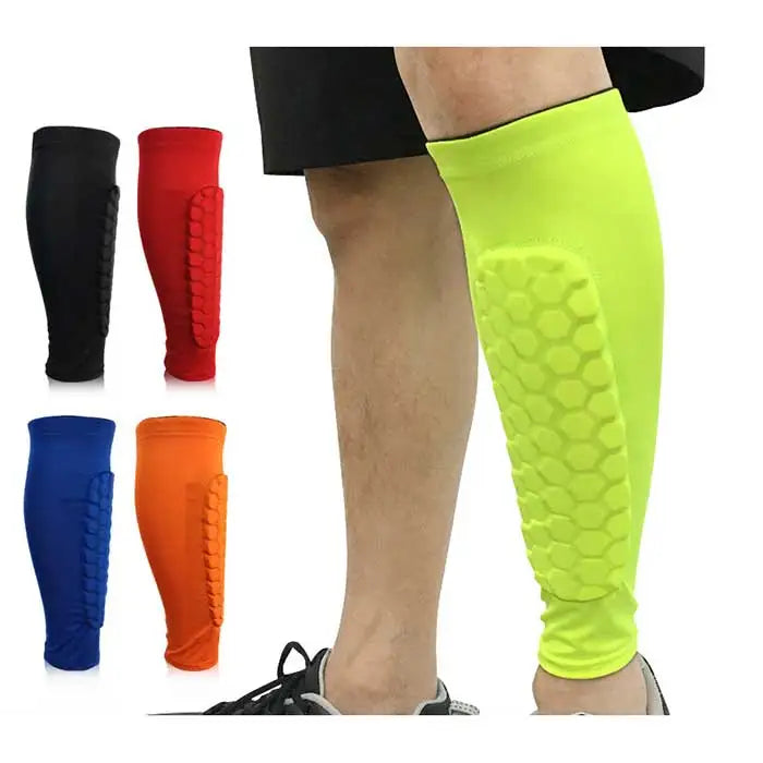 Custom Logo Calf Compression Sleeve Brace Support Sport Soccer Football Leg Protection Pads Honeycomb Shin Guard