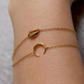 18K Gold Plated 925 Sterling Silver Seashell Jewelry Cowrie Anklet Bracelet for Beach Wedding/Boho Style Vacation Party