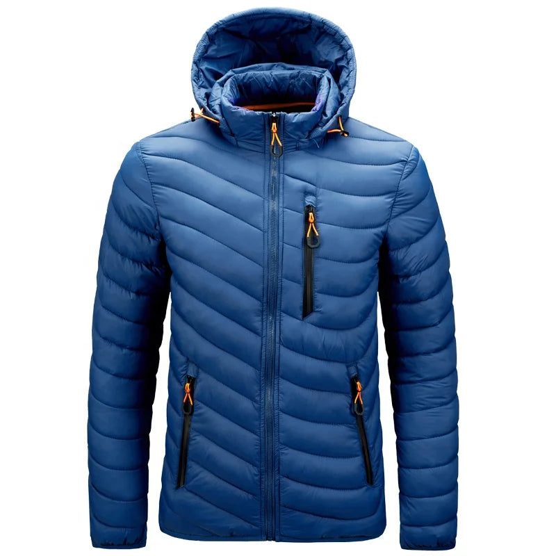 Custom Logo Outdoor Lightweight Warm Men Nylon Hooded Winter Bubble Puff Down Coat Puffer Jackets With Hood