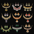 Wedding Jewelry Indian Jhumka Bollywood Necklaces Earring Set for Women