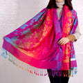 Colorful Gradient Floral Jacquard Shawl for Women Long Winter Ethnic Style Printed Polyester Scarf Soft Woven Traditional Shawls