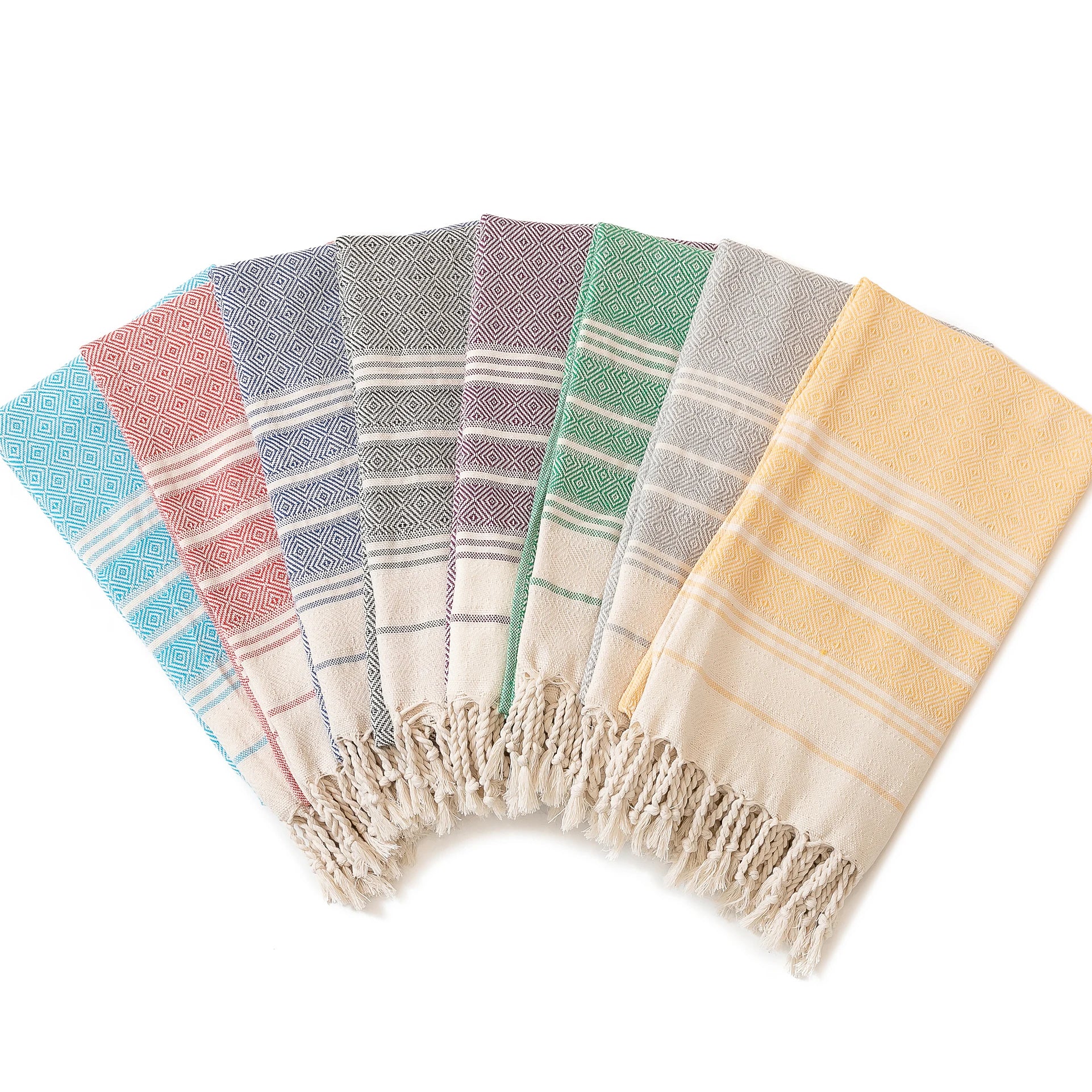 Factory Wholesale Luxury Turkish Cotton Embossed Tassel Beach Towel Adult Size Diamond Lattice Design Quick-Dry Everyday