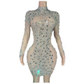 Sparkly Rhinestone Crystal Dress Women Birthday Celebra Te Costume Female Singer Bling Party Dresses   Singer Party Costume
