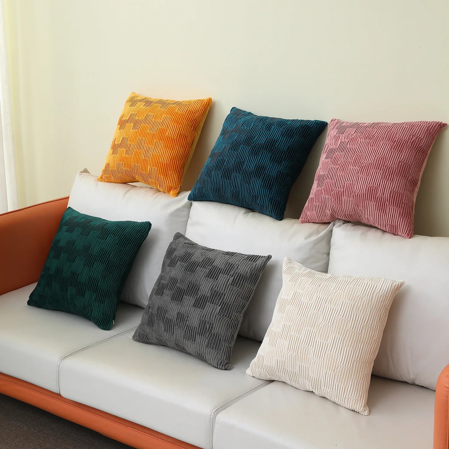 16X16 Faux Fur Plush Decorative Throw Pillowcase Fuzzy Striped Soft Cushion Covers Sofa Couch Bedroom