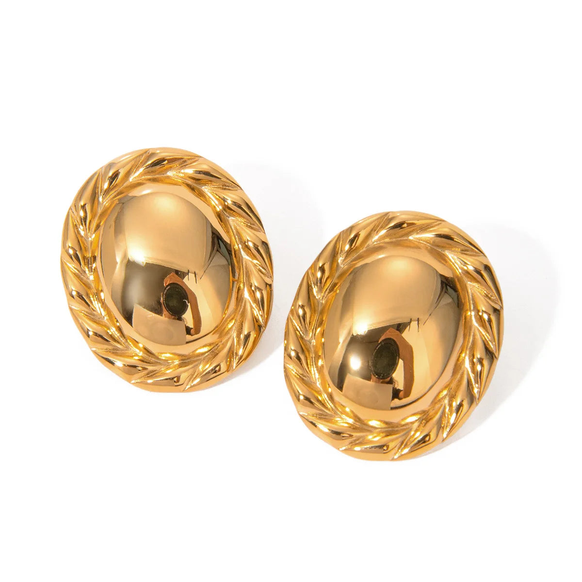 Stainless Steel Oval Stud Chandelier Earrings Fashion Setting