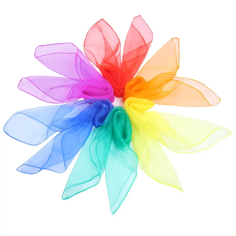 Creative Montessori Waldorf Education Rainbow Pastel Play Nylon 60x60cm Four Seasons Colorful Sensory Shawls Set of 6 for Women