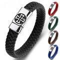 New Fashion Stainless Steel Jewelry Custom Braided Leather Bracelets Silver Clasp  Men Leather Bracelet