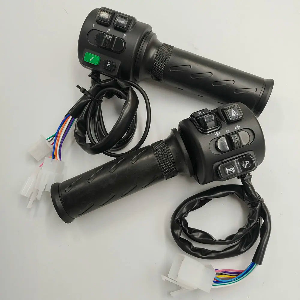 Electric Bicycle Throttle With Integrated Switch Speed Control Handle Assembly Handlebar Scooter Grips+light Horn 3 Speed Button