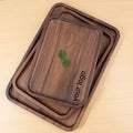 Rectangle Black Walnut Wood Serving Tray  Natural Wood Solid Snack Trays with Edge Wooden Decorative Coffee Tea Platter