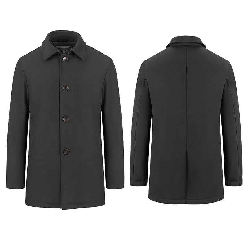 Custom Business Classic Men's Waterproof 100% Polyester Winter Long Parka Coat Slim Warm Outwear