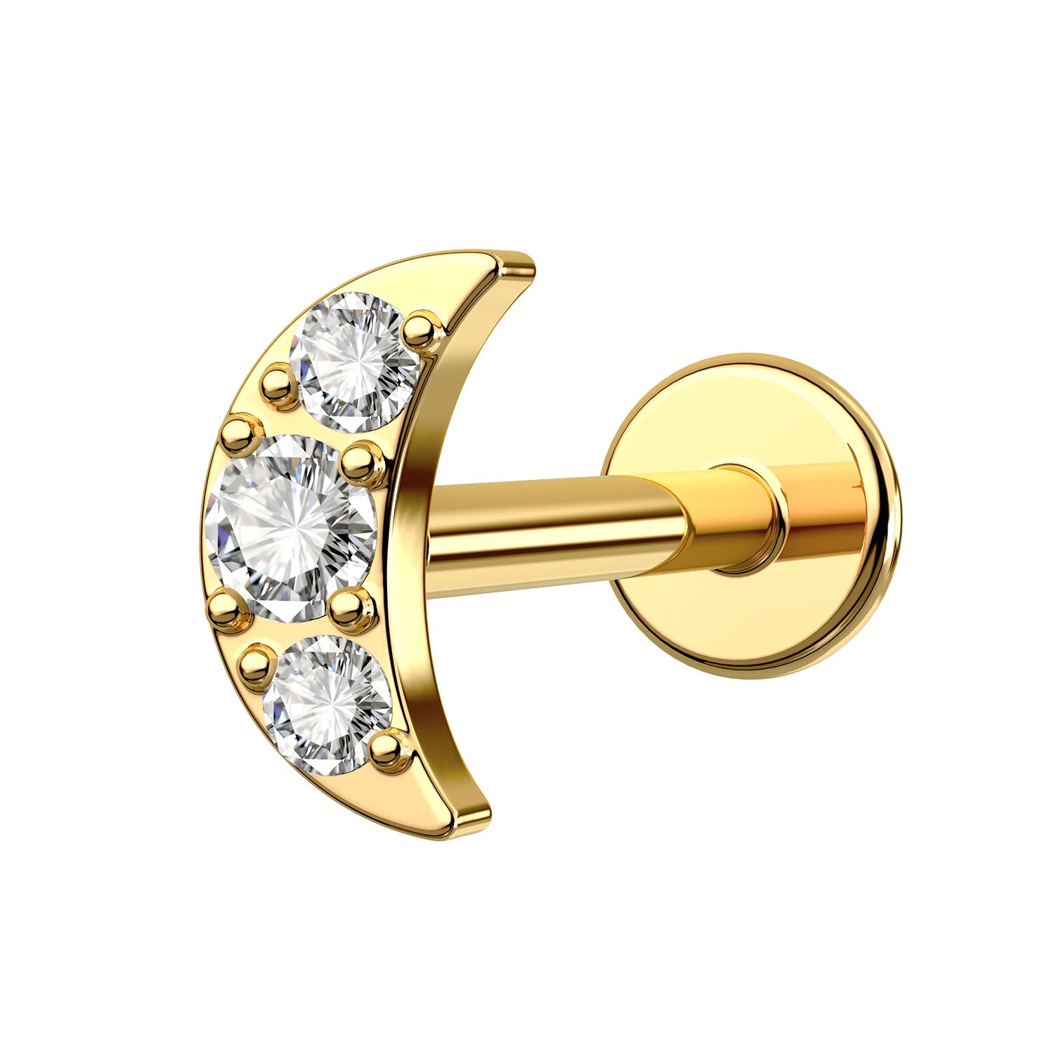 Toposh Children's Hypoallergenic Titanium ASTM F136 Zircon 8mm Flat Back Internally Threaded Stud Lip Piercing Jewelry Punk