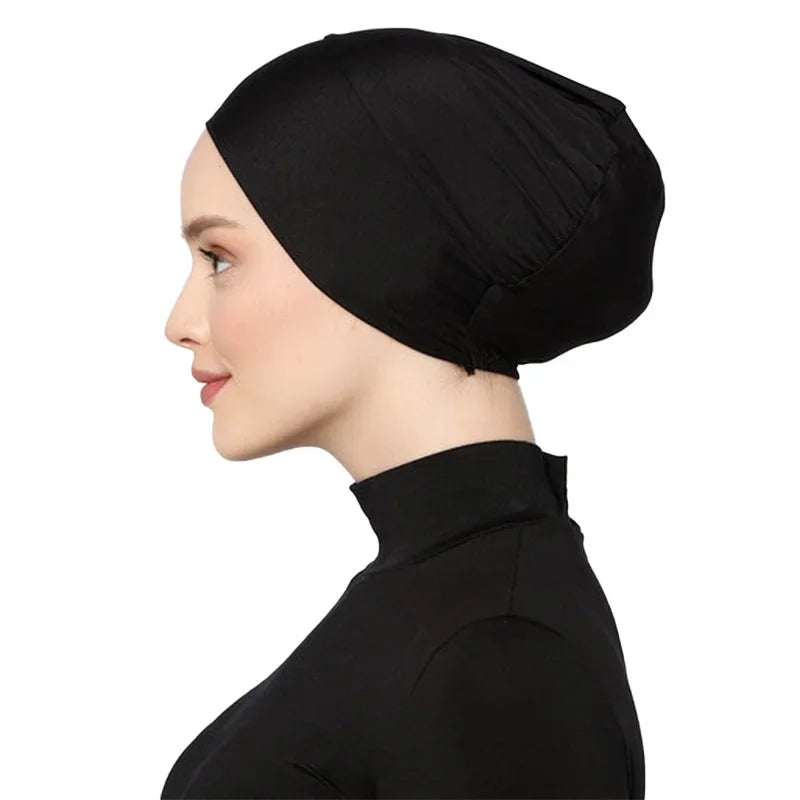 Islamic Sport Modal Satin Stretch Hijab Undercap Non-Slip Instant Head Wrap Inner Undercap Hijabs for Woman Muslim