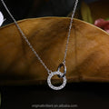 1.4mm Lab Grown Diamond Necklaces Solid 18K White Gold Round Charm Brilliant Cut Pendant Chain