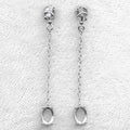 Sterling Silver 5*7mm Semi Mount Line Earrings Empty Support Blank Claws Setting S925 Base Without Center Stone for DIY Inlay