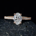 Luster Custom Made Amazing Paving Shank 14k Rose Gold Oval Cut Lab Grown Diamond Engagement Rings