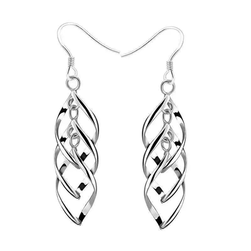 2025 Fashion Silver Twisted Pendant Earrings for Women Elegant Lightweight Drop Earrings Playful Cute Jewelry Gift