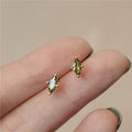 QS676 Simple Design Horse Eye Olive Emerald Earrings Mini Stud Earrings for Women