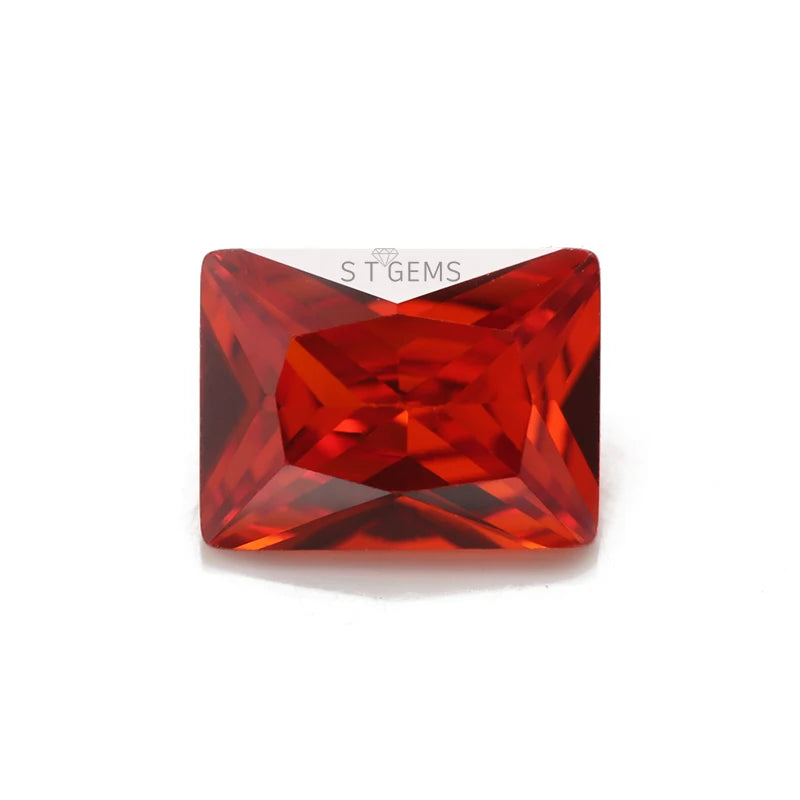 Brillant 5A CZ Gemstones Rectangle Shape Orange Red Cubic Zirconia Stone
