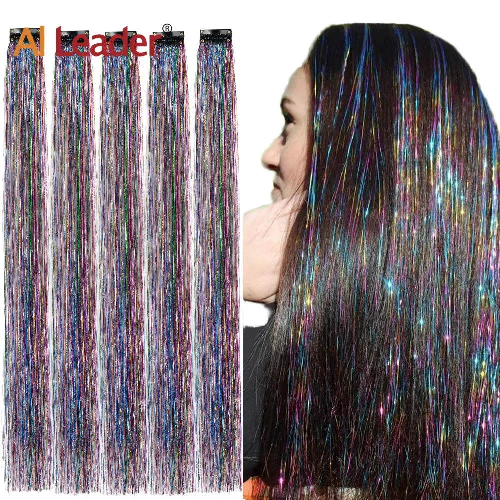 Tinsel Fairy Extensions High Temperature Fiber Heat Resistant Clip-In for Holiday Christmas Festival Party Sparkling Shining