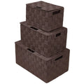 Set of 3 Polypropylene & Nylon Strap Woven Storage Baskets PP Woven Woven Storage Box