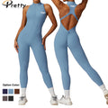 2025 Wholesale High Impact Gym Fitness Jumpsuit Nylon Quick Dry Zipper One Piece Sleeveless Yoga Bodysuit for Women