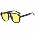 ADE WU STY3566N Fashion Yellow Lens Pilot Sunglasses Women Men Oversized Shades Transparent Frame Rivet Square Sun Glasses