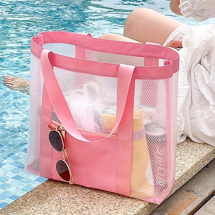 2021 Waterproof Summer PVC Beach Towel Bag with Two Handles Open Closure Luxury Letter Decoration Good for Women's Hand Carry