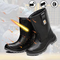DUNGU Men's Work Boot Fashion Black Anti-Slip Waterproof Leather Steel Toe Safety Shoes for Winter Heavy Industry Use