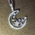 CAOSHI Crystal Shiny Macro Pave Double Moon Pendant Necklaces Fashion Girls Silver Romantic Sweet Necklace Women