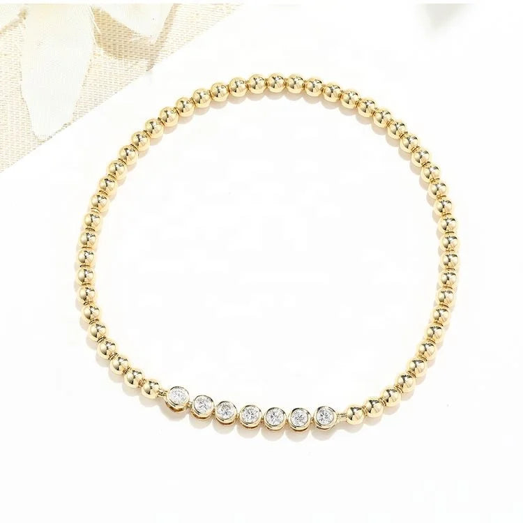 Fine Jewelry 18k Gold Lab Diamond Beads Bracelets MegaBDM