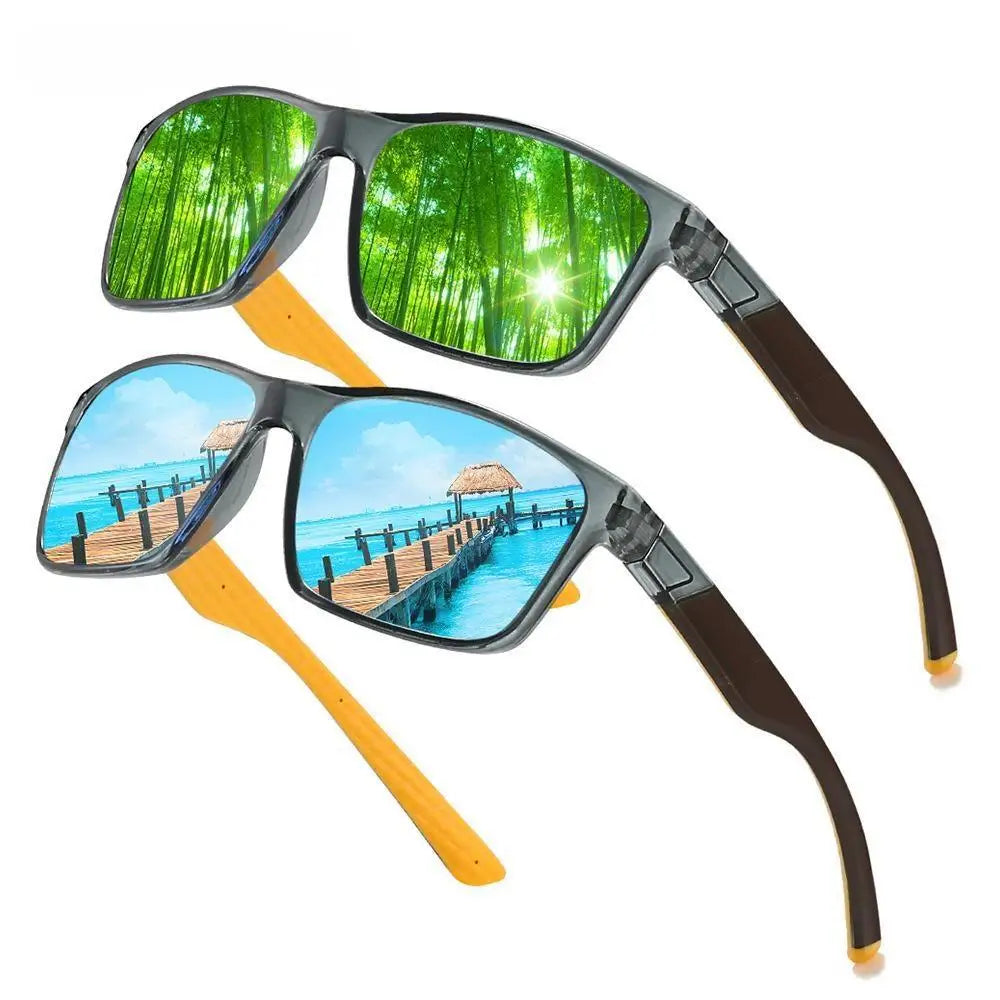 New Unisex Men Women's Square Polarized Sports Sunglasses Silver Frame Tac Lenses Colorful PC Material Riding Driving Glasses