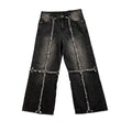 DENIMGUYS Custom Distressing Patch Streetwear Hip Hop Y2K Male Loose Stacked Denim Men Vintage Baggy Jeans