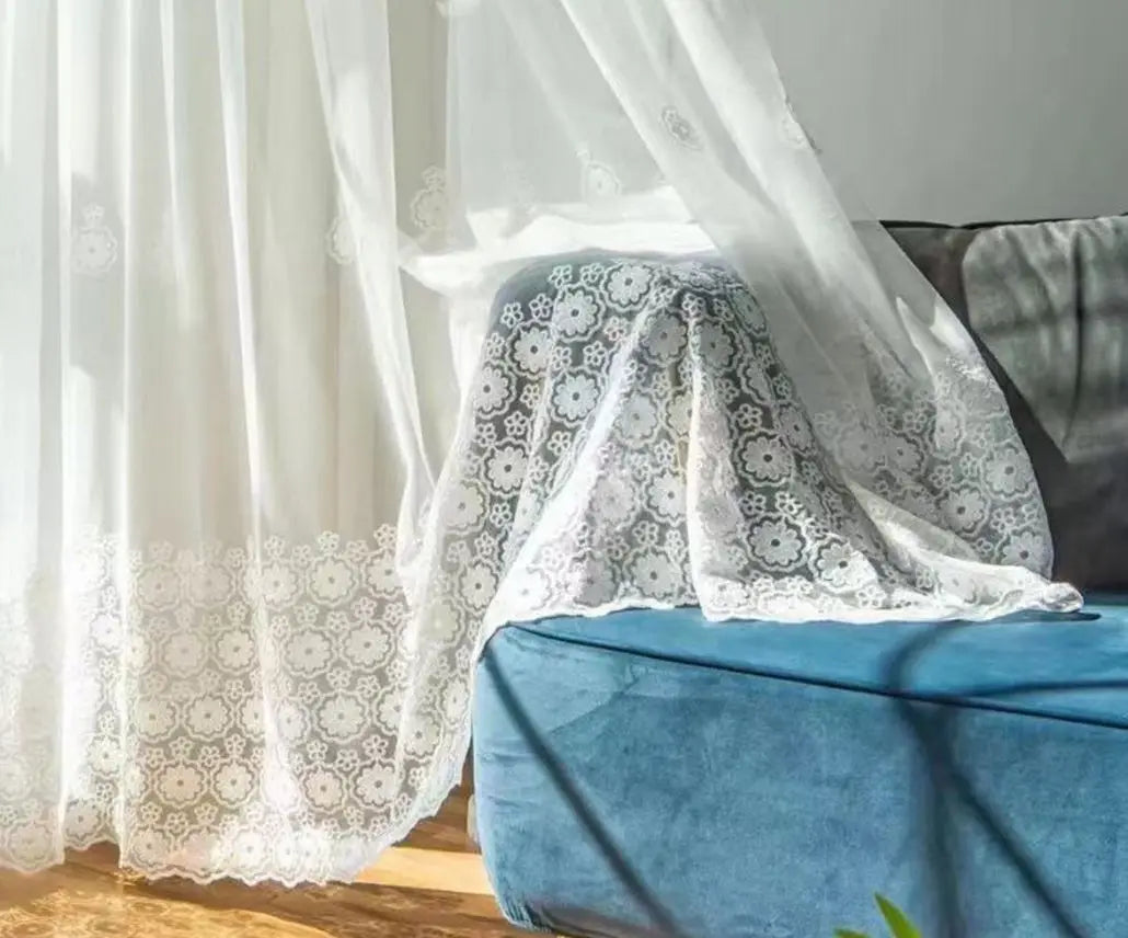Ready Made Embroidery Window Luxury Curtains for the Living Room with Valances