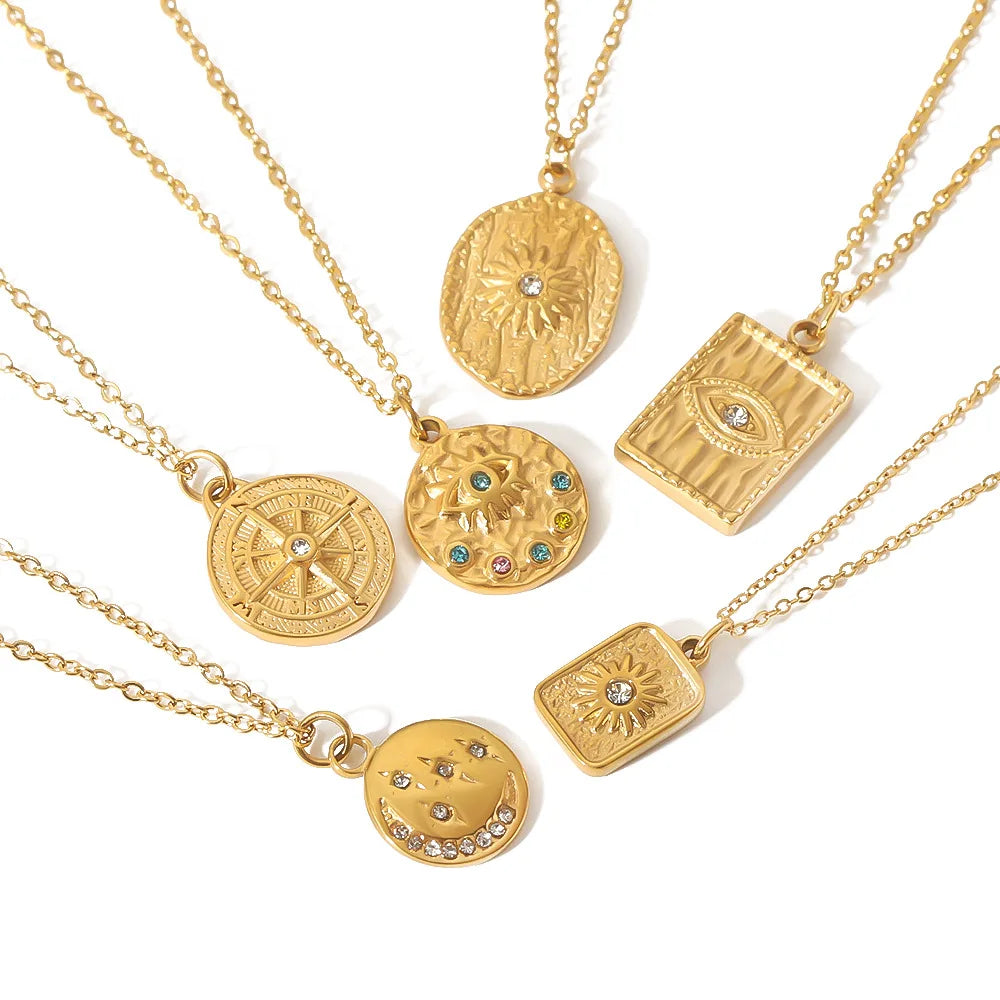 Popular Personality New Stainless Steel Pendant Necklace Fashion 18k Gold Plated Zircon Jewelry Titanium Steel Necklace