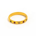 High End 18K Plain Gold Colorful Diamond Rings Stainless Steel Trendy Simple Gold Plated Jewelry