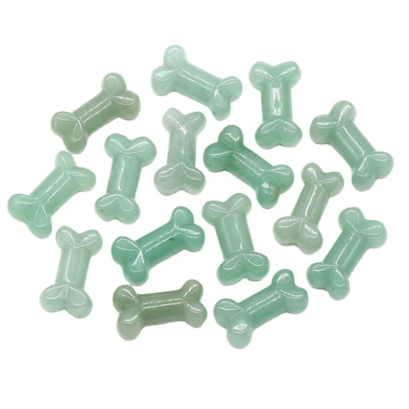 HZ Healing Green Aventurine Stone Multiple Shapes Bone Planet Gemstone for Making Jewelry Accessories