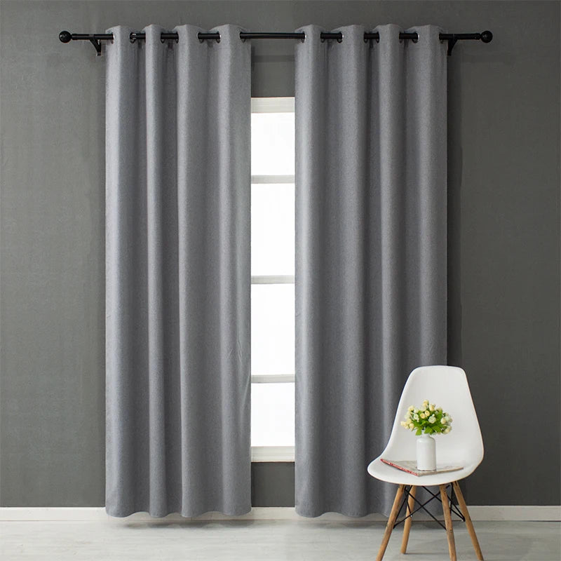 Blackout Curtains Panels Thick Solid Double Side Thermal Insulated Canvas for Living Room & Bedroom