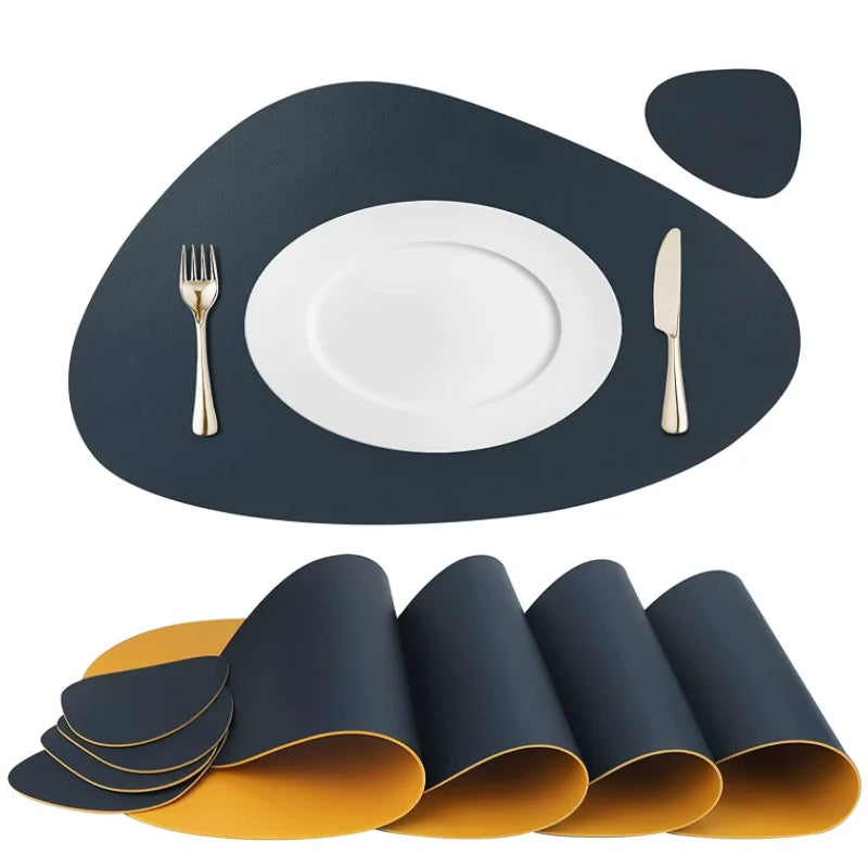 HOT Selling Waterproof Heat-Resistant Dual-Sided PU Leather Placemat Wipeable Dining Table Mats for Home Kitchen Restaurant