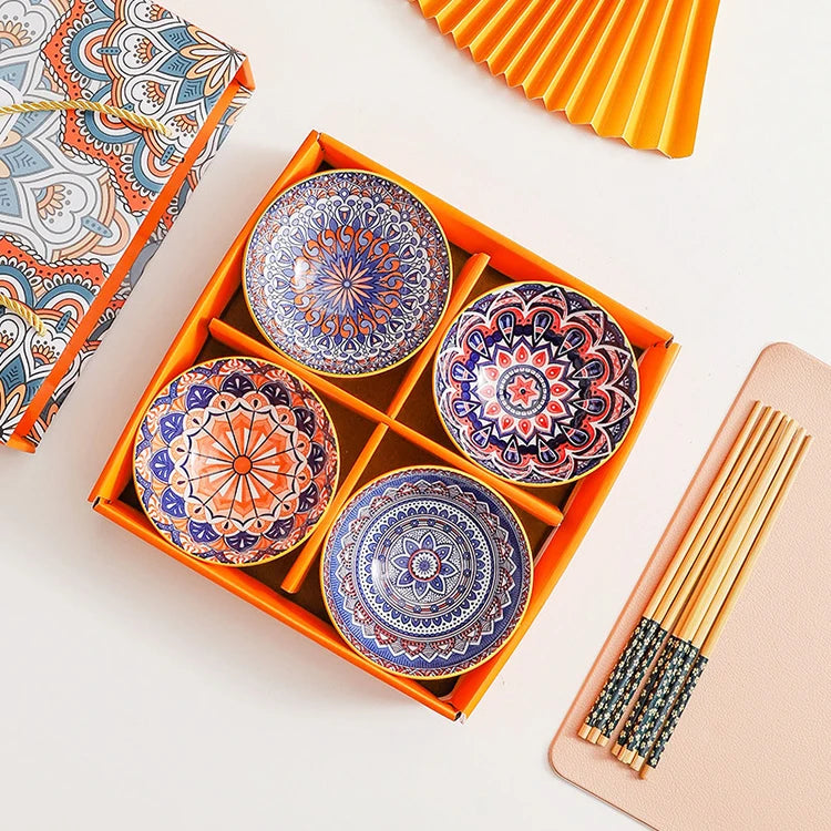 Wholesale Custom Cheap Nordic Large Small Handmade Colorful Bohemian Sauce Fruits Salad Soup Ceramic Bowls Gift Set
