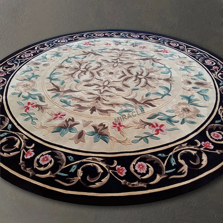 Custom Design Rug Commercial Handmade Round High Pile Carpet Oriental Custom Tufted Rug