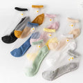Women's Summer Casual Boat Socks Pearl Crystal Silk Breathable and Translucent Daisy for Outdoor Activities